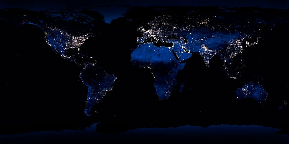 Clear shot of every parcel of Earth&rsquo;s land surface and islands in nighttime view in visible light. A composite of…