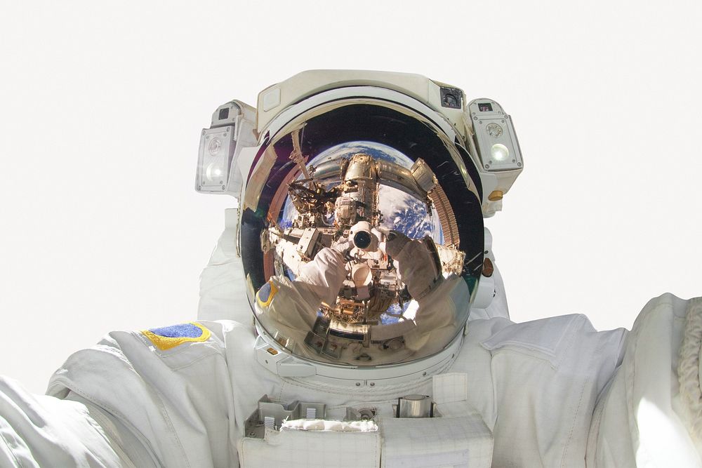 Astronaut taking selfie, galaxy aesthetic psd