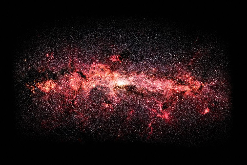 Red milky way clipart, space aesthetic psd