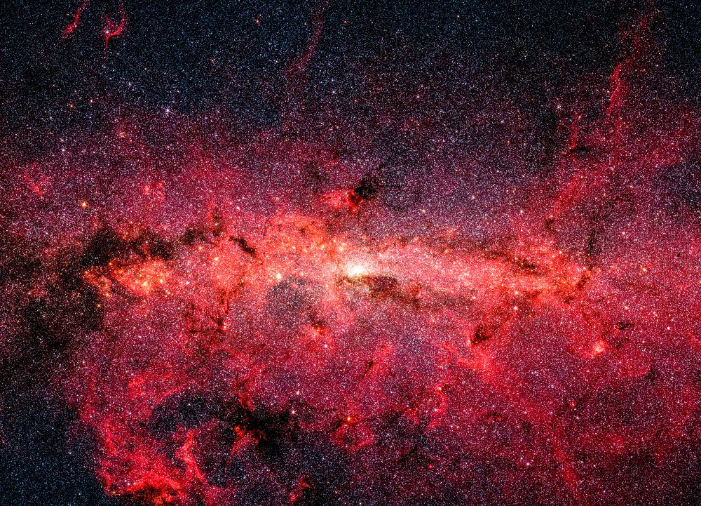 Hundreds of thousands of stars crowded into the swirling core of our spiral Milky Way galaxy. Original from NASA. Digitally…