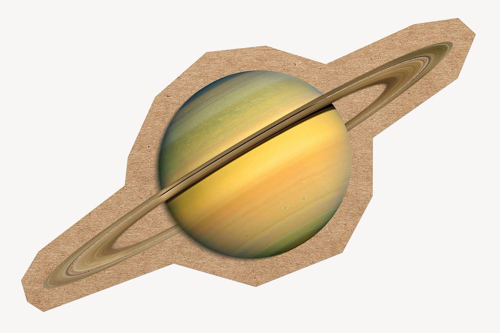 Realistic Saturn, brown paper border design