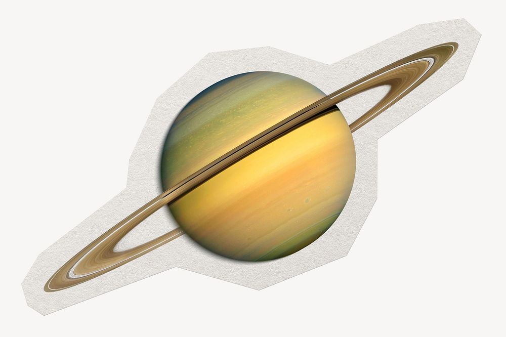 Realistic Saturn, off white paper border design