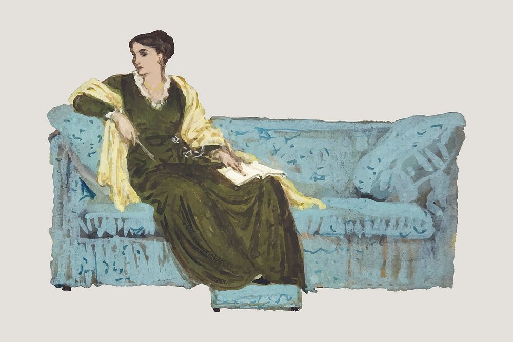 A woman sitting on a sofa vector