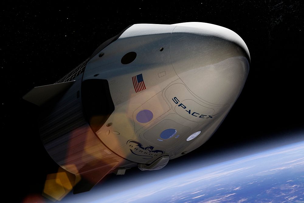Crew Dragon Artist Depiction (2014). Original from Official SpaceX Photos. Digitally enhanced by rawpixel.