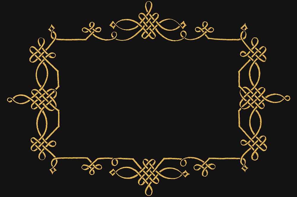 Gold filigree victorian frame vector 