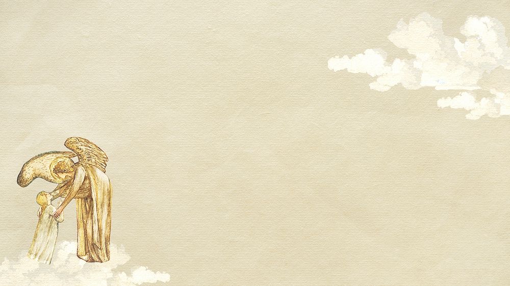 Vintage angel on beige paper background