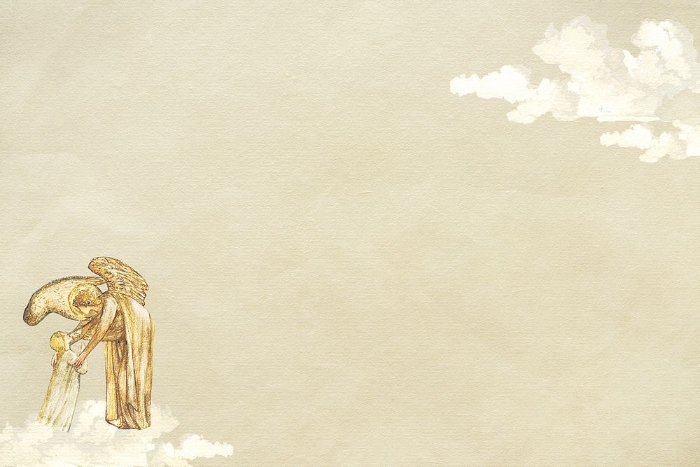 Vintage angel on beige paper background