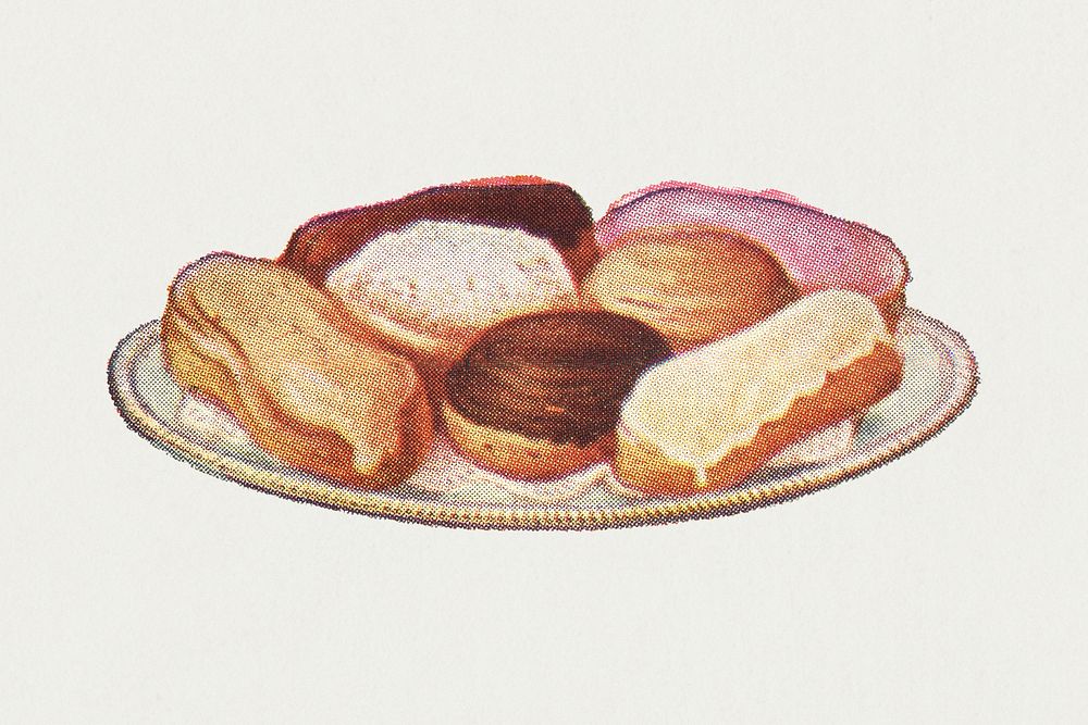 Vintage hand drawn assorted eclairs illustration