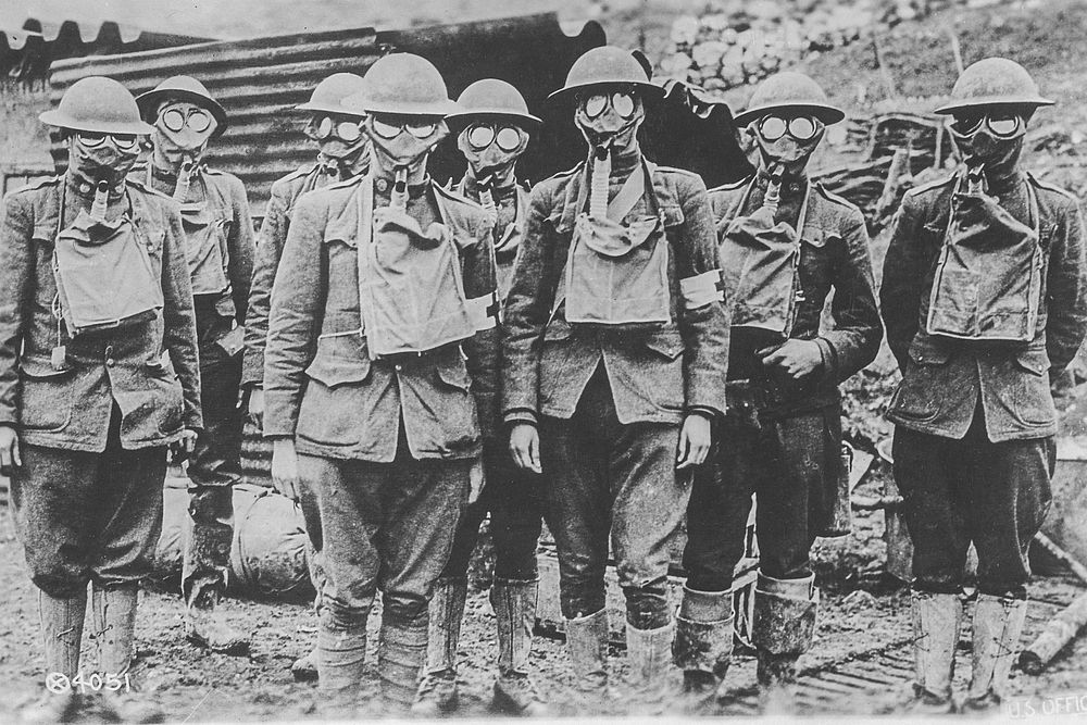 The American Soldiers in Presence of Gas suring World War I (1918). Original image from National Museum of Health and…