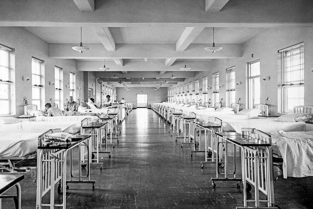 U.S. Naval Hospital, Ward D-2. Guam, Marianas Islands (1954). Original image from National Museum of Health and Medicine.…