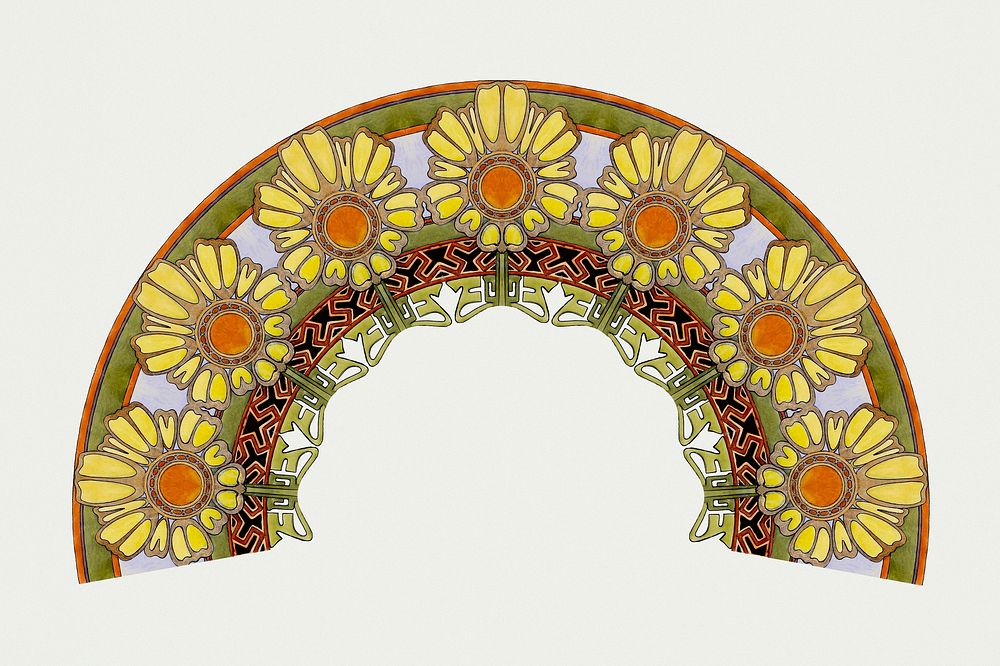 Art nouveau flower pattern psd element, remixed from the artworks of Alphonse Maria Mucha