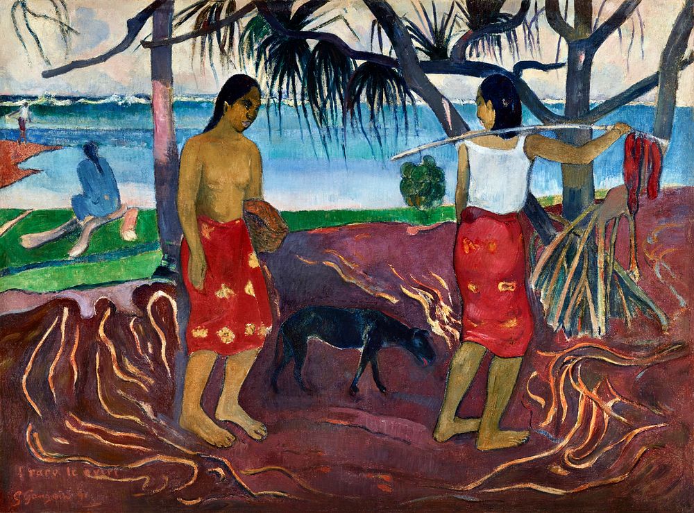 Paul Gauguin's Under the Pandanus (1891) famous painting. Original from the Dallas Museum of Art. Digitally enhanced by…