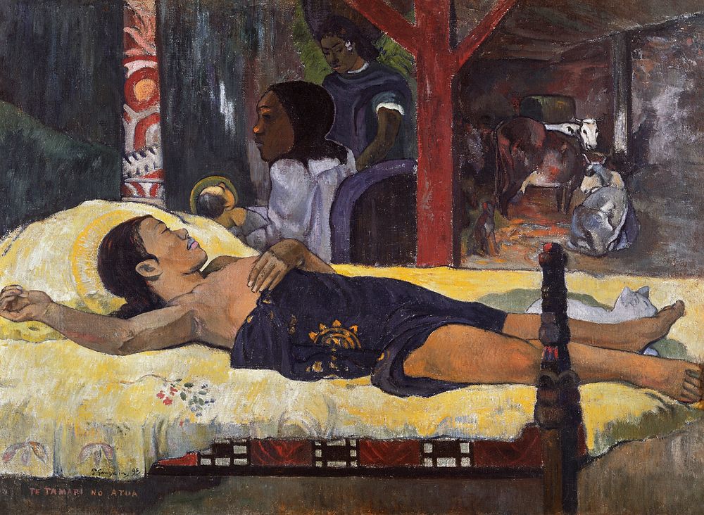 Paul Gauguin's The Birth of Christ (Te tamari no atua) (1896) famous painting. Original from Wikimedia Commons. Digitally…