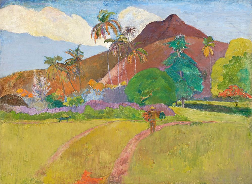 Paul Gauguin's Tahitian Landscape (1891) famous painting. Original from the Minneapolis Institute of Art. Digitally enhanced…