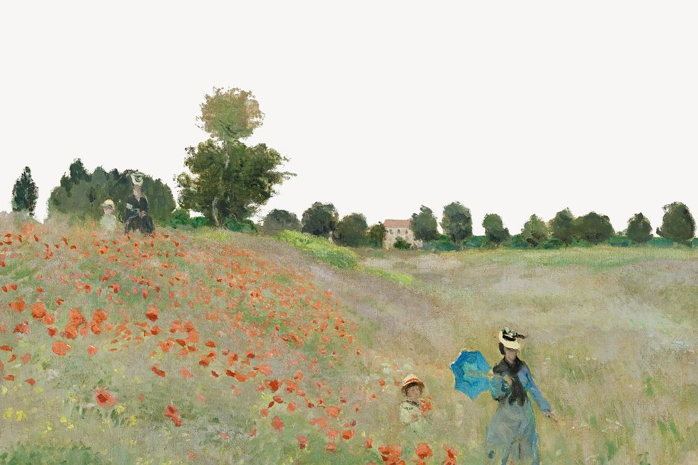 Monet's The Poppy Field near Argenteuil  border collage element, famous artwork remixed by rawpixel  psd