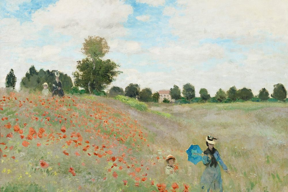 Claude Monet's The Poppy Field near Argenteuil (1873) famous painting. Original from Wikimedia Commons. Digitally enhanced…