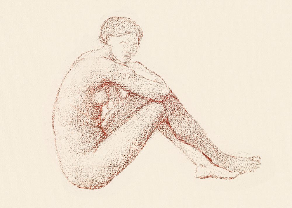 Naked woman posing sensually, vintage erotic art. Female Nude: Study (1864-1865) by Edward Burne-Jones. Original from…