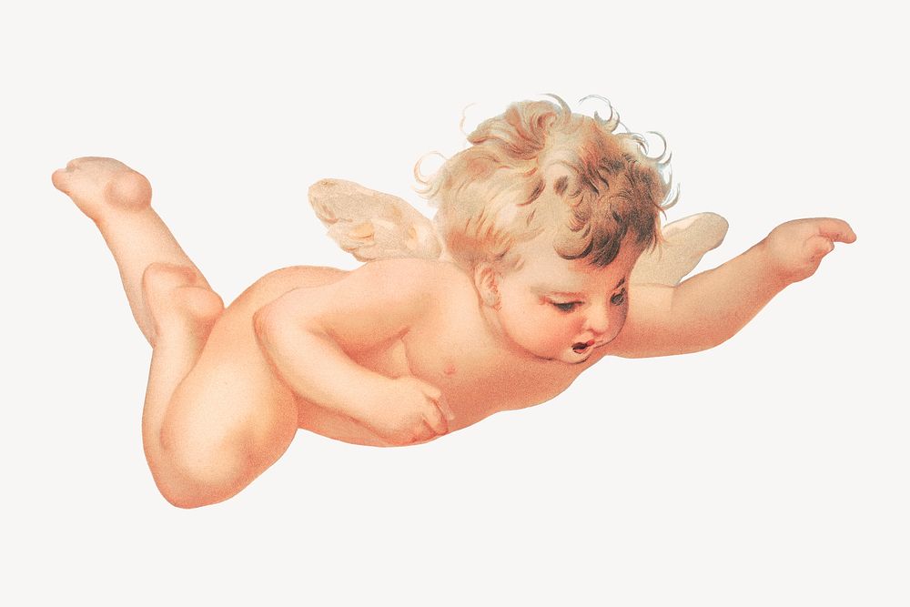 Cherub collage element, vintage artwork psd