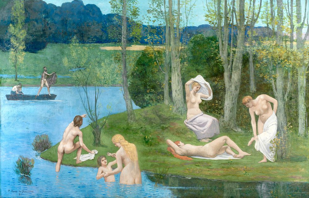 Naked women. Summer (1891) painting in high resolution by Pierre Puvis de Chavannes. Original from The Cleveland Museum of…