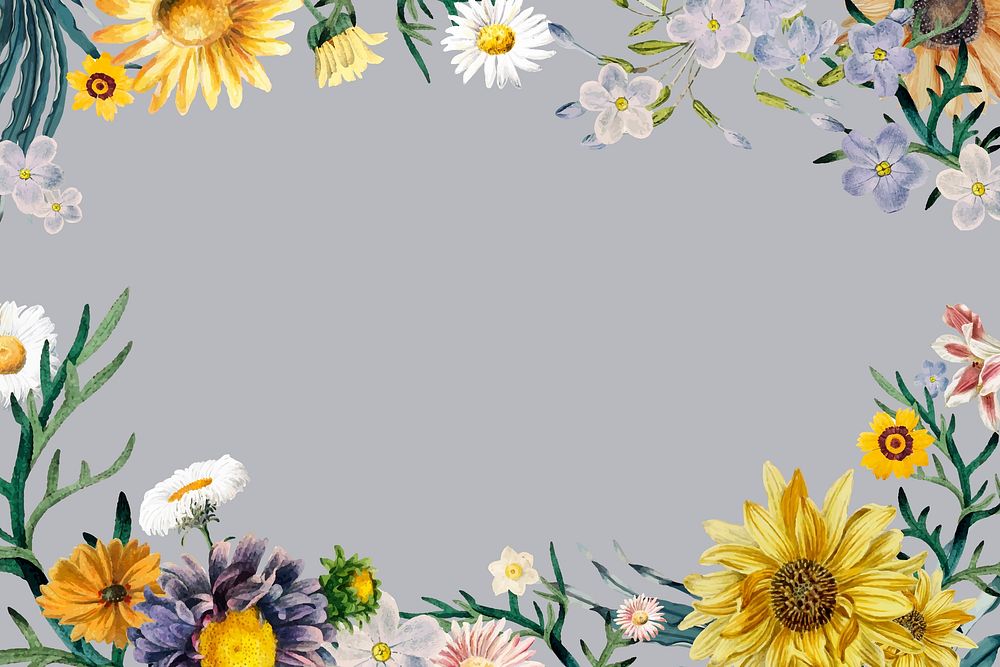 Spring floral vintage frame vector