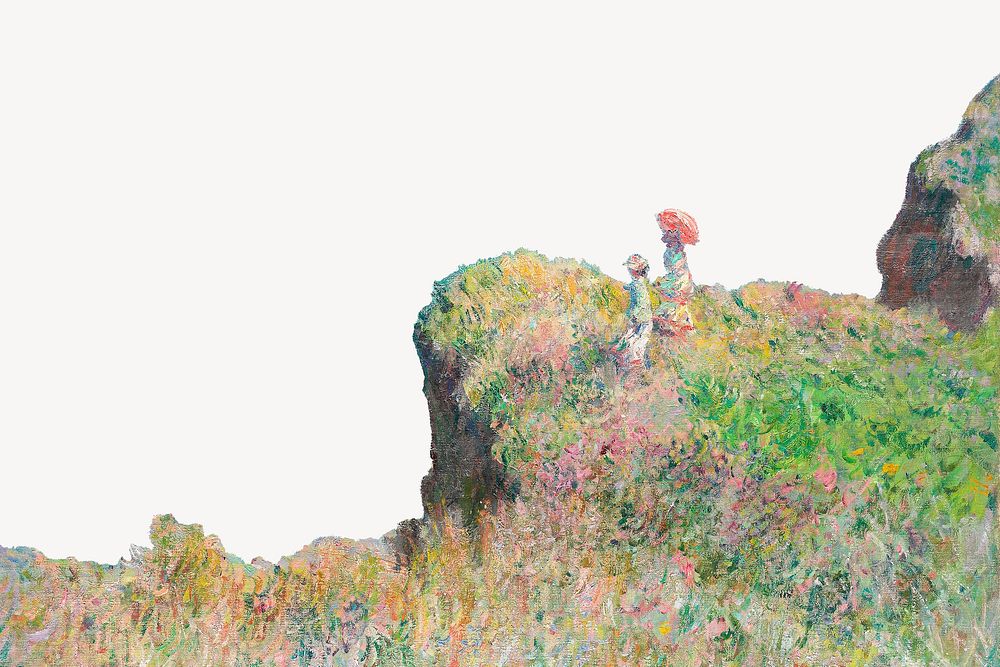 Monet's Cliff Walk at Pourville  border collage element, famous artwork remixed by rawpixel  psd