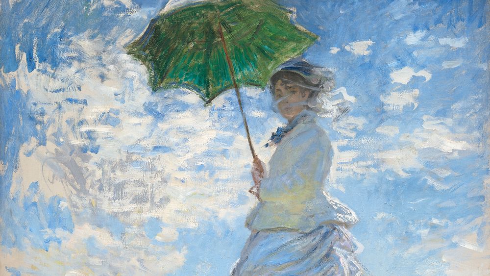 Monet impressionist desktop wallpaper, HD background, Woman with a Parasol