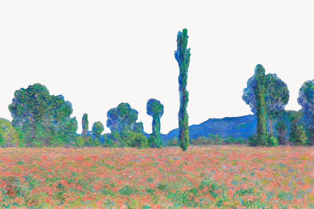 Claude Monet poppy field landscape painting background, remixed by rawpixel.