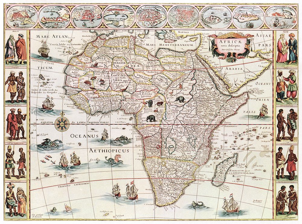 Afric&aelig; nova descriptio (1690) by Willem Janszoon Blaeu. Original from Library of Congress. Digitally enhanced by…