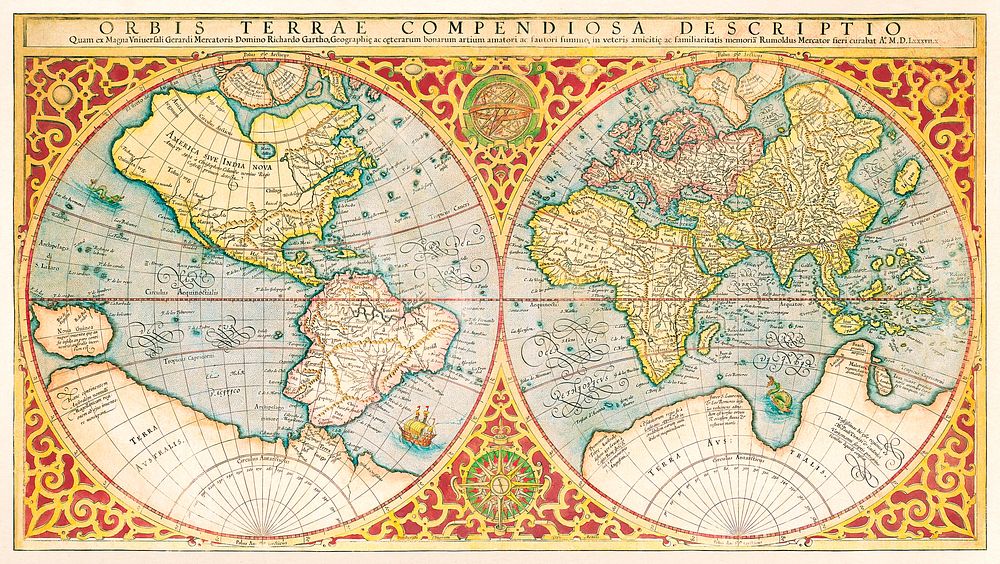 Orbis terrae compendiosa descriptio : quam ex magna universali Gerardi Mercatoris Domino Richardo Gartho, geographie ac…
