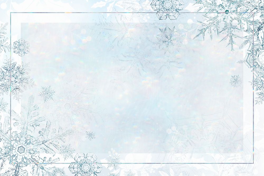 Snowflake season&rsquo;s greetings frame psd, remix of photography by Wilson Bentley