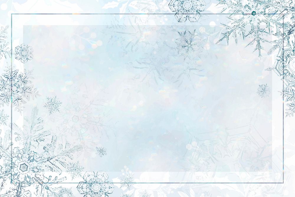 Season&rsquo;s greetings snowflake frame vector, remix of photography by Wilson Bentley