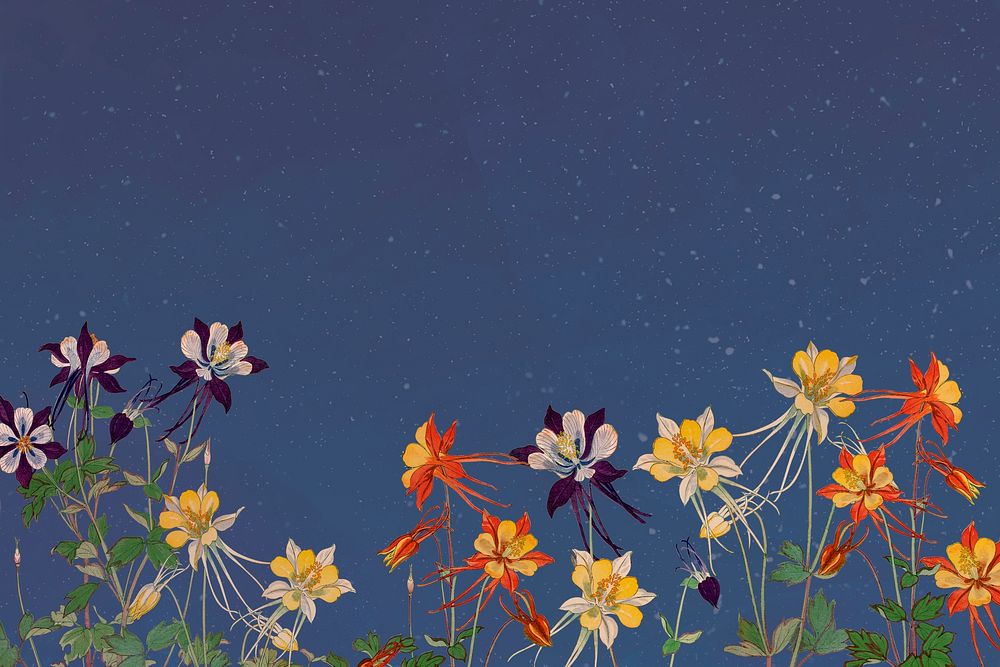 Wildflower border background, vintage Japanese art