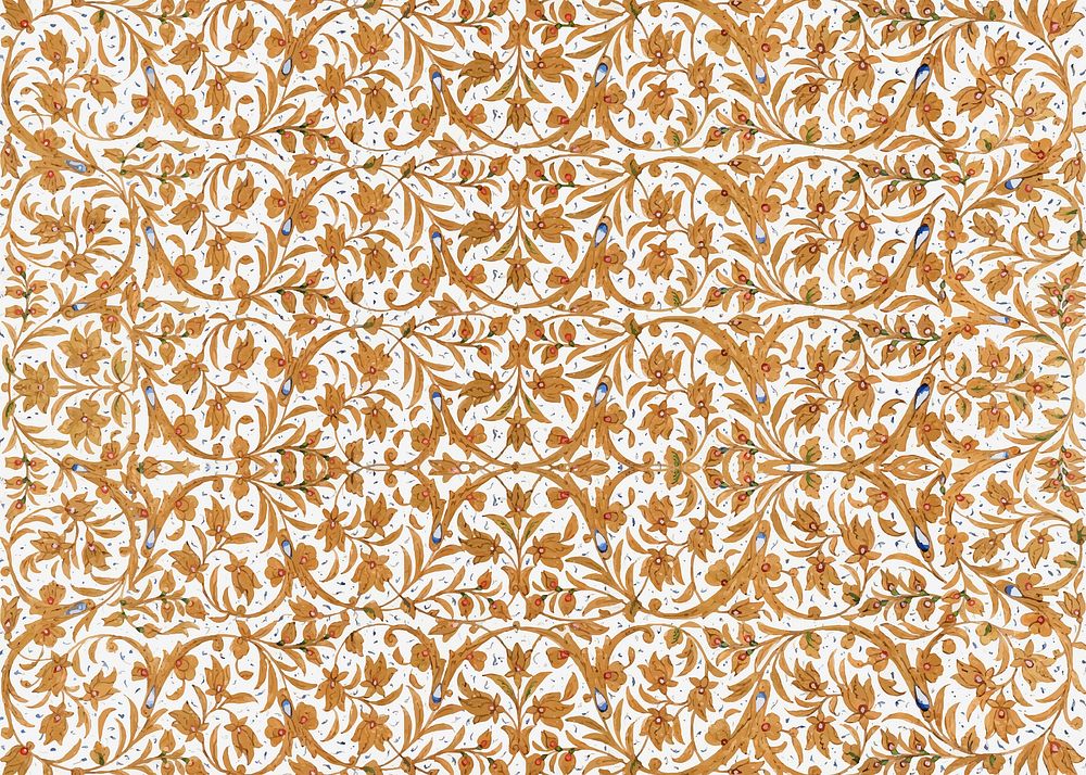 Vintage brown floral pattern background vector, remix from public domain artwork