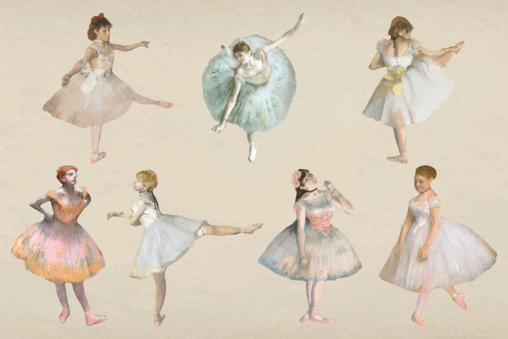 Ballerina vector collection, remixed from the artworks of the famous French artist Edgar Degas.