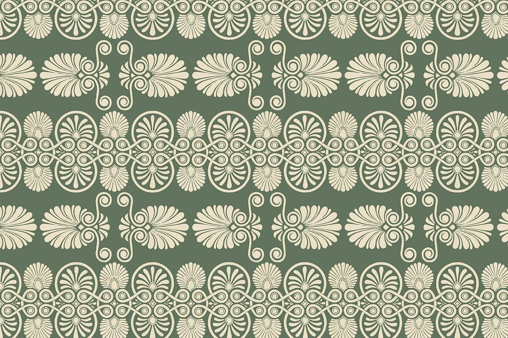 Green Greek key seamless pattern vector background