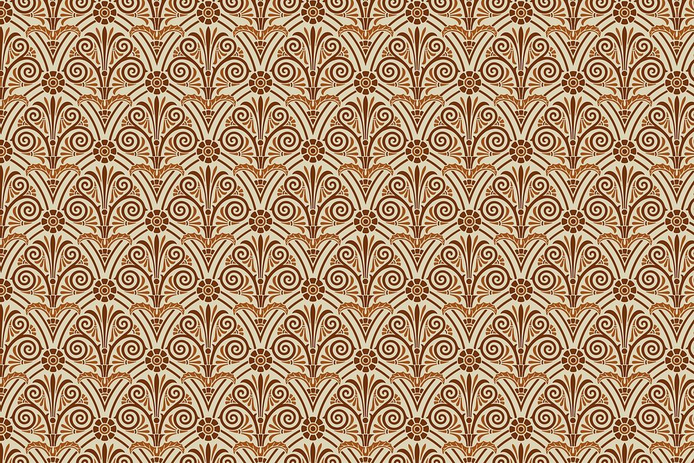 Brown Greek key vector seamless pattern background