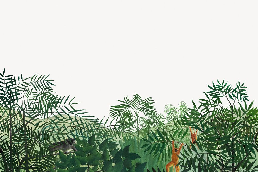 Rousseau's Tropical Forest border collage element, famous artwork remixed by rawpixel psd