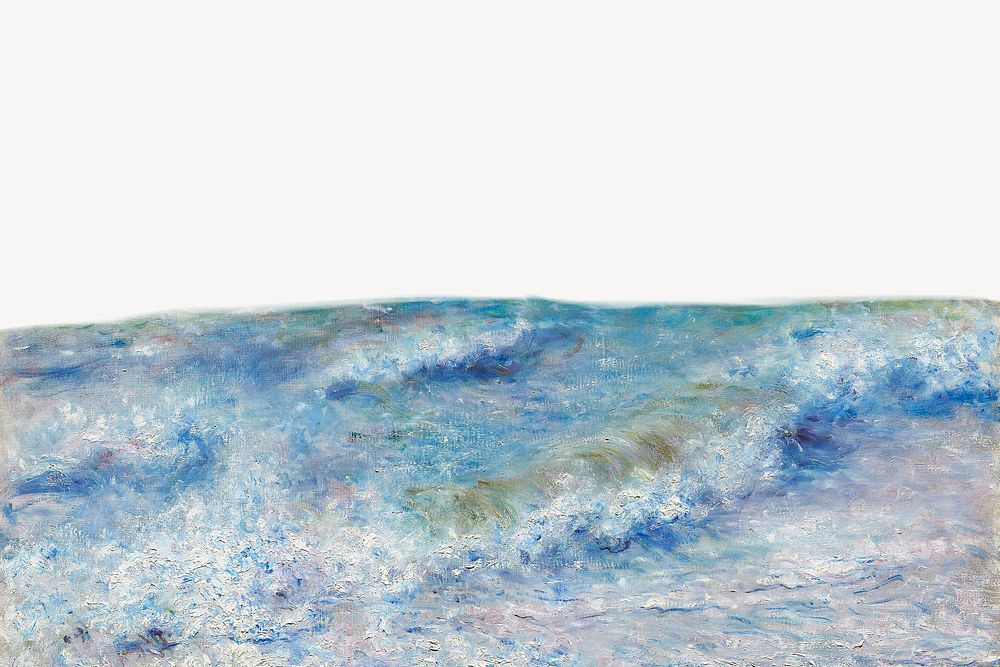 Pierre-Auguste Renoir's Seascape  border collage element, famous artwork remixed by rawpixel  psd