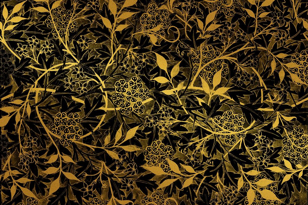 Vintage golden floral pattern remix from artwork by William Morris