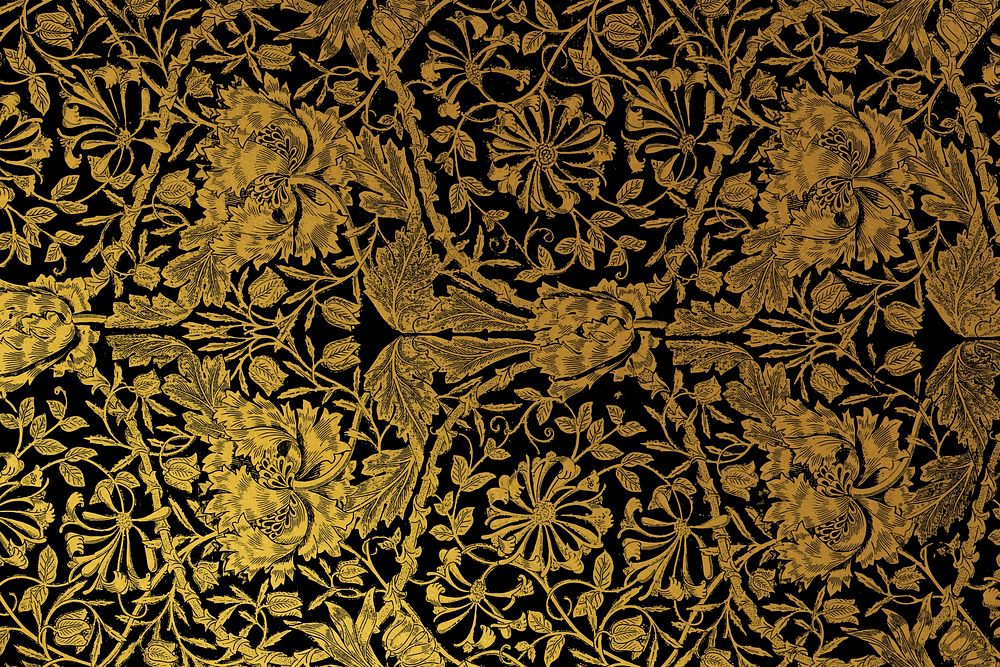 Vintage vector golden ornament remix from artwork by William Morris
