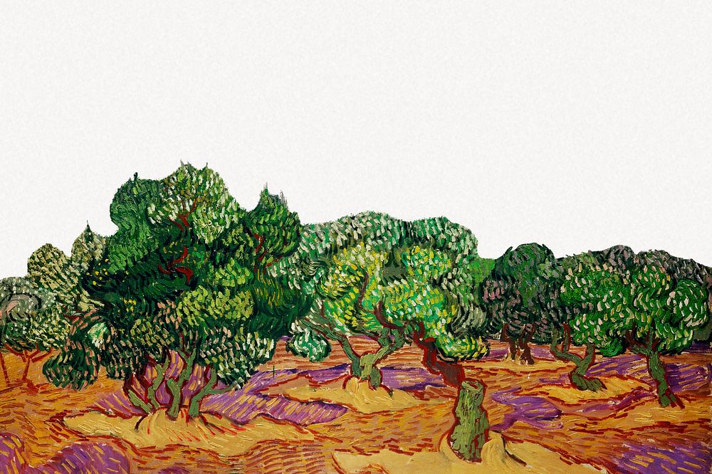 Van Gogh's Olive Trees  border collage element, famous artwork remixed by rawpixel  psd