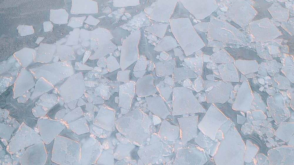 Desktop wallpaper background, cracked ice on the frozen sea in Greenland
