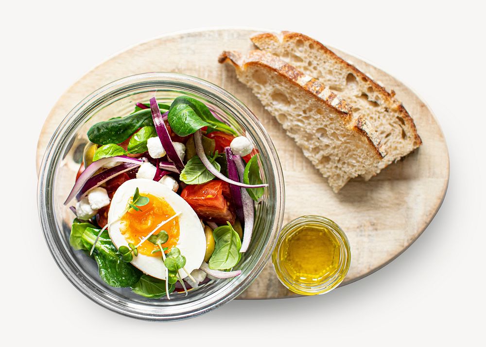 Breakfast salad collage element, food design psd