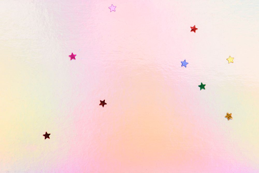 Star confetti pink holographic wallpaper background