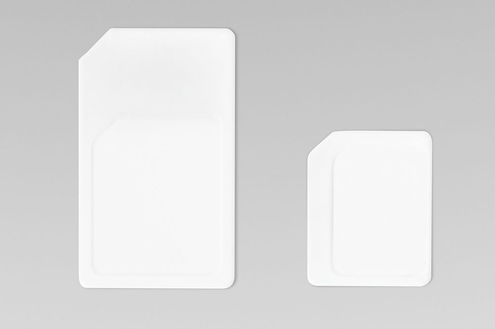 White sim card mockup telecommunication and connection