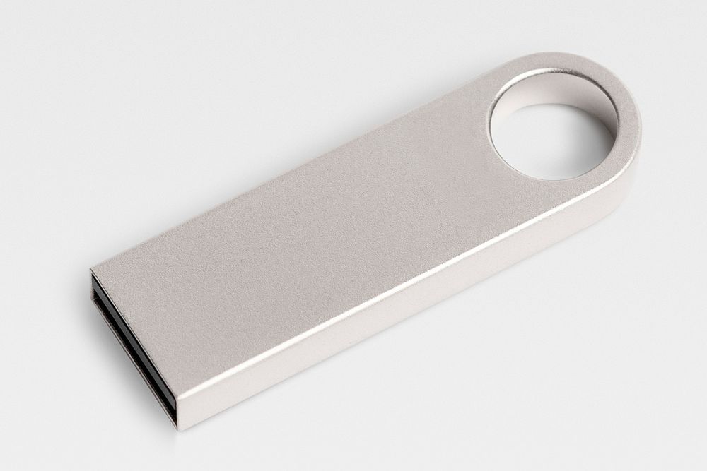 Silver USB flash drive technology data storage device