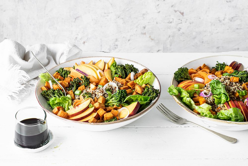 Sweet potato buddha bowl on table