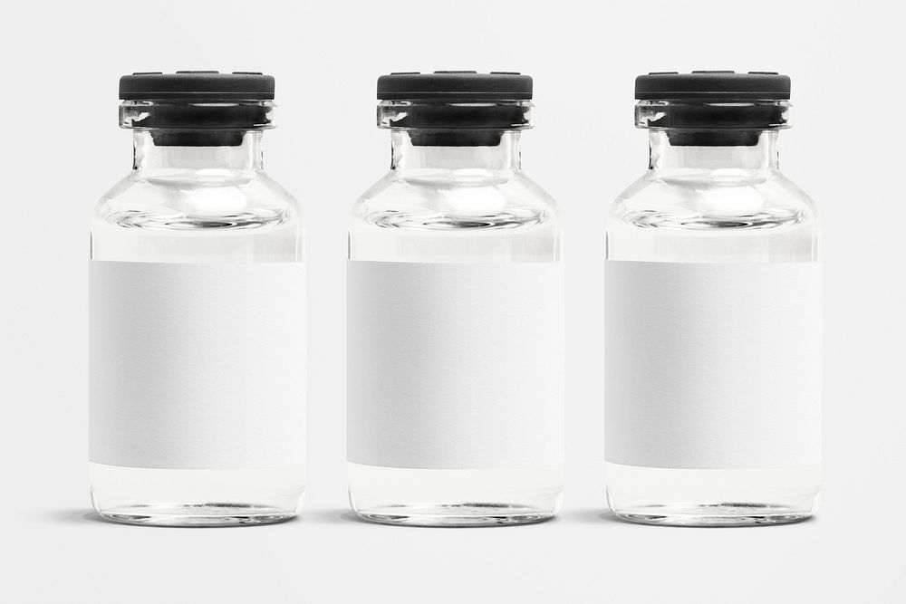 Injection glass bottles with blank white label
