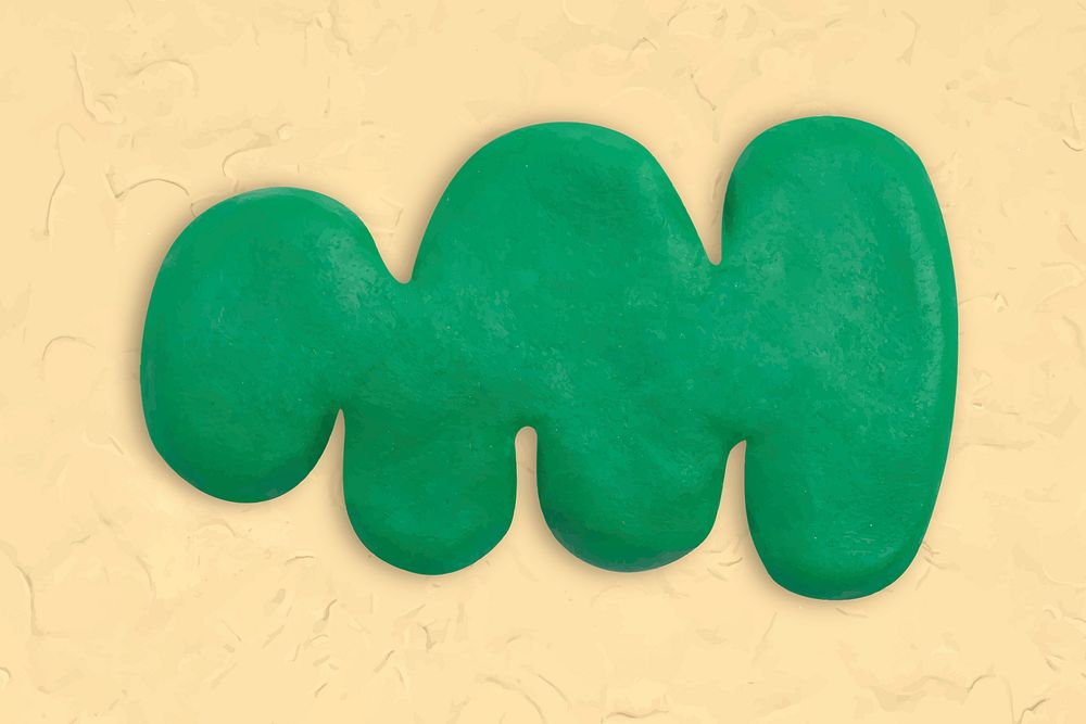 Abstract shape clay craft vector irregular textured shape in green DIY creative art