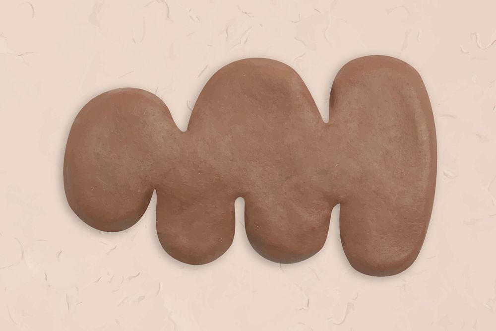 Clay irregular shape vector in brown handmade creative art